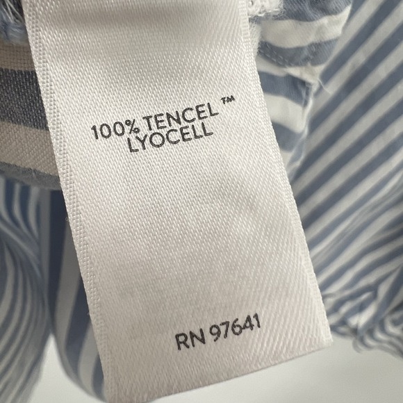 J Jill Striped Button Up Shirt Size XL White Blue Coastal Grandma Beachy Top - Picture 6 of 10